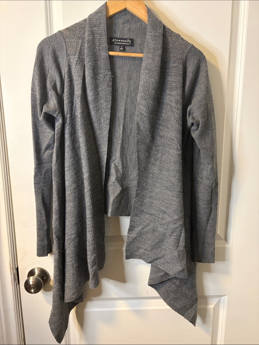 Community Grey Open-Front Draped Cardigan